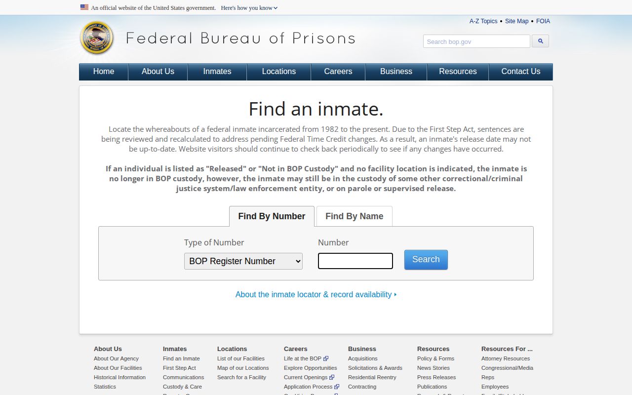 BOP inmate locator for Del Norte County federal release search