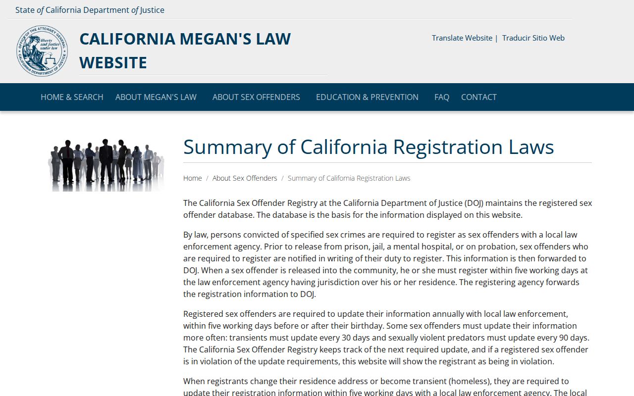 California Megan's Law five working day registration rule for Del Norte County releases