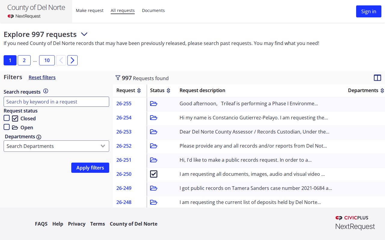 Del Norte County released inmate booking photo records request portal